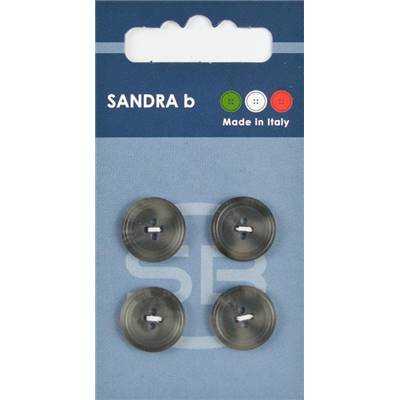 Carte 4 boutons polyester Nobu 4 trous - 15 mm - Gris