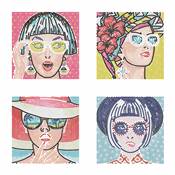KIT BRODERIE DIAMANT MINI DOTZ - MODERN WOMEN - PACK 4 DESSINS