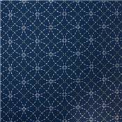 TISSU SASHIKO IMPRIME - 110 CM - COTON - MINI 5 M - COL 17 INDIGO