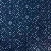 TISSU SASHIKO IMPRIME - 110 CM - COTON - MINI 5 M - COL 17 INDIGO