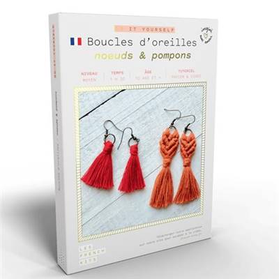 FRENCH'KITS - MACRAME - BOUCLES D’OREILLES - NOEUDS & POMPONS