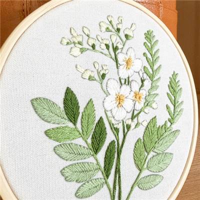 KIT BRODERIE AVEC TAMBOUR 15 CM - ACHILLEA PTARMICA