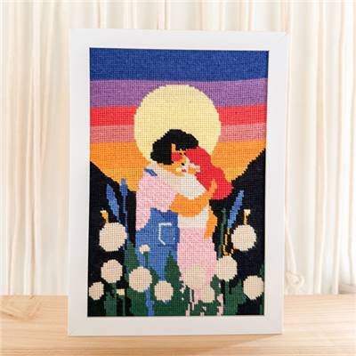 CANEVAS IMPRIME BLANC - DESSIN 20 X 30 CM - AMOURS LUNAIRES