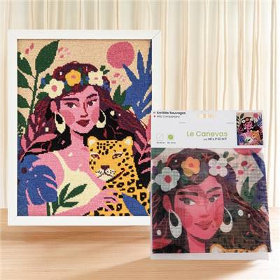 CANEVAS IMPRIME BLANC - DESSIN 30 X 40 CM - AMITIES SAUVAGES