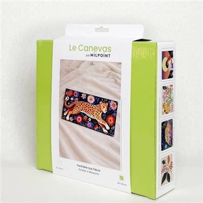 KIT CANEVAS COMPLET - DESSIN 30 X 60 CM - PANTHERE AUX FLEURS