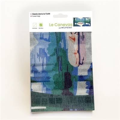 CANEVAS IMPRIME BLANC - DESSIN 40 X 20 CM - SIESTE DANS LA FORET