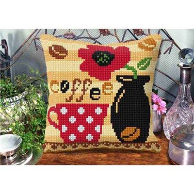 COUSSIN PT DE CROIX EN KIT 40 X 40 CM - LE CAFÉ