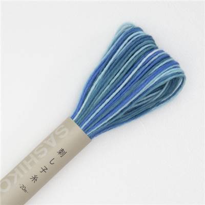 FIL SASHIKO MULTICOLORE - COL 72 - BLEU - LOT DE 6 ECH. DE 20 M