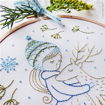 GOLDEN DEER - KIT BRODERIE 21X21CM - TAMBOUR NON INCLUS - TAMAR NY