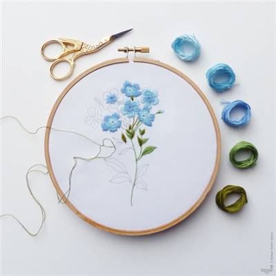 BLUE PLUMBAGO - KIT BRODERIE 21X21CM - TAMBOUR NON INCLUS