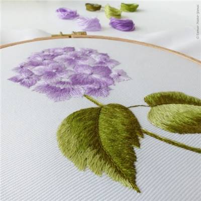 PURPLE HORTENSIA - KIT BRODERIE 21X21CM - TAMBOUR NON INCLUS