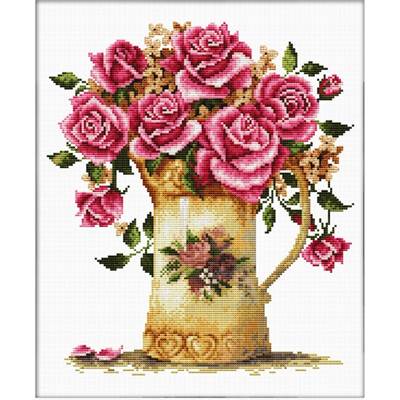 NO COUNT CROSS STITCH - UN VASE ANCIEN AVEC DES FLEURS