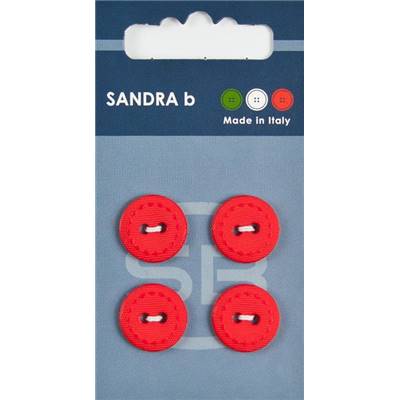 Carte 4 boutons nylon avec trous - 15 mm - Rouge