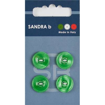 Carte 4 boutons plastique 2 trous - 15 mm - Vert menthe