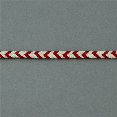 TRESSE PLATE CHEVRONS COTON VERMILLON - ECRU - LA BOBINE DE 10 M