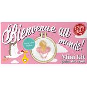 MINI KIT POINT DE CROIX - BIENVENUE AU MONDE ! - ROSE