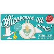 MINI KIT POINT DE CROIX - BIENVENUE AU MONDE ! - TURQUOISE