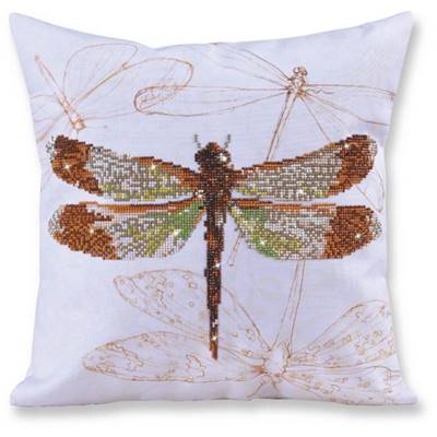 KIT BRODERIE DIAMANT - COUSSIN DECORATIF LIBELLULE 