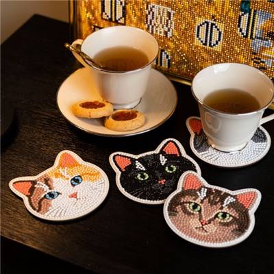 KIT BRODERIE DIAMANT 4 SOUS-VERRES - CATS