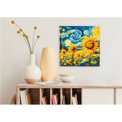 KIT BRODERIE DIAMANT DOTZ - STARRY NIGHT SUNFLOWERS AVEC CADRE