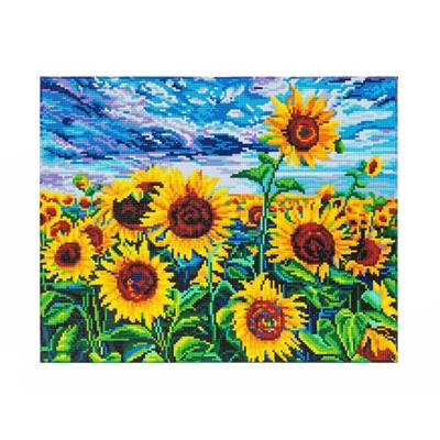 KIT BRODERIE DIAMANT DOTZ - LANDSCAPE WITH SUNFLOWERS AVEC CADRE