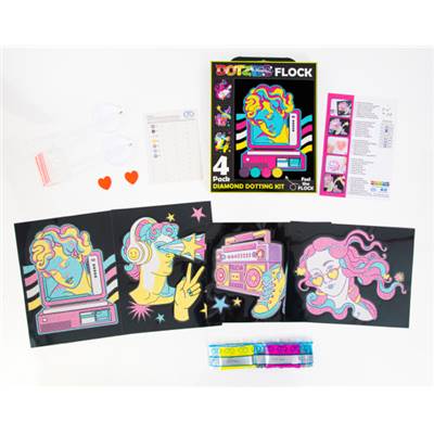KIT BRODERIE DIAMANT DOTZIES FLOCK - 4 RETRO CLASSIQUES