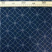 TISSU SASHIKO IMPRIME - 110 CM - COTON - MINI 5 M - COL 17 INDIGO