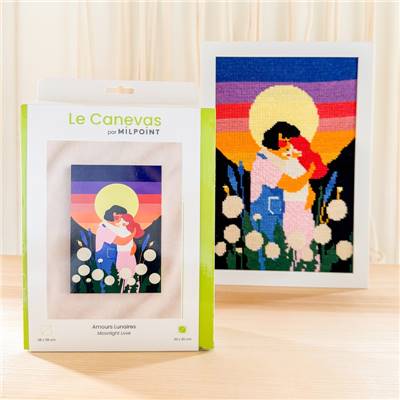 KIT CANEVAS COMPLET - DESSIN 20 X 30 CM - AMOURS LUNAIRES