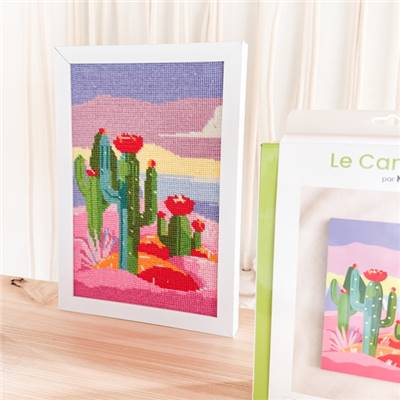 KIT CANEVAS COMPLET - DESSIN 20 X 30 CM - LE RIVAGE DES CACTUS
