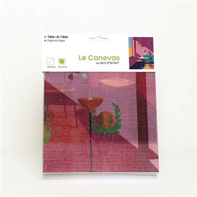 CANEVAS IMPRIME BLANC - DESSIN 30 X 40 CM - TETE-A-TETE