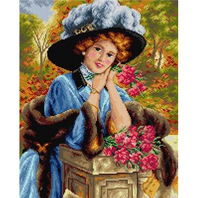 CANEVAS ANTIQUE 40 X 50 CM - FEMME AU CHAPEAU - 1 -