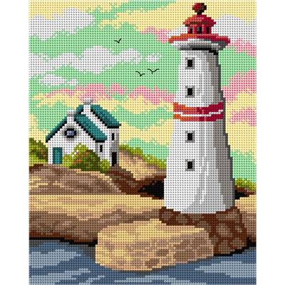 CANEVAS BLANC - LE PHARE SUR LA COTE - 24 X 30 CM