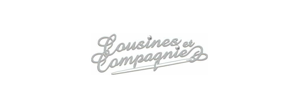 logo de cousines et compagnie, la broderie perlée au point de croix. 