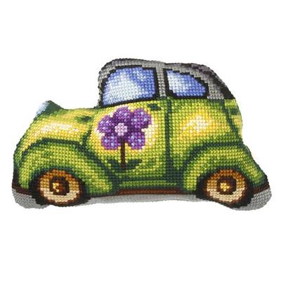 COUSSIN PT DE CROIX EN KIT 45 X 29 CM - LA VOITURE HIPPIE