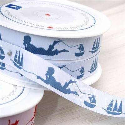 RUBAN ACUFACTUM PETIT GARCON ET BATEAU - BLEU - 2CM - LE ROULEAU 20 M