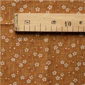 COUPON TISSU 45X55 JAP FLEURS ET CŒURS FOND MOUTARDE