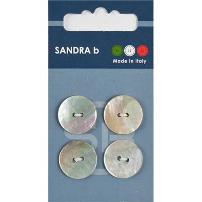 Carte 4 boutons Nacre 2 trous - 18 mm - Naturel