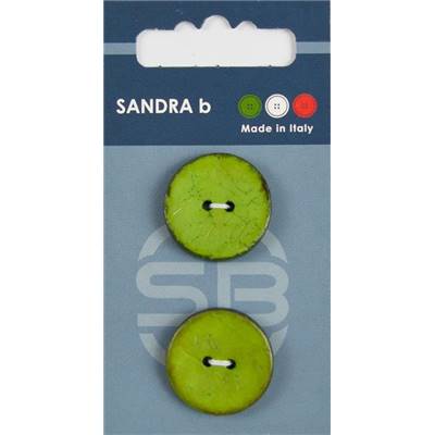 Carte 2 boutons coco 2 trous vernis brillant - 23 mm - Vert