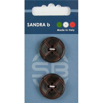 Carte 2 boutons en similicuir avec trous - 23 mm - Marron foncé