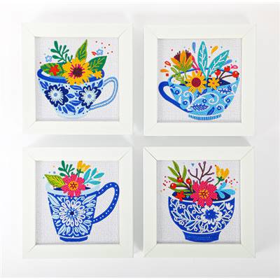KIT BRODERIE DIAMANT MINI DOTZ - TEATIME POSIES - PACK 4 DESSINS