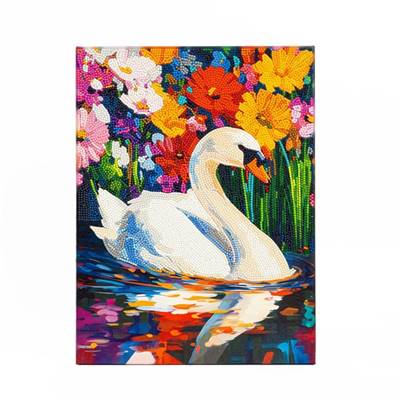 KIT BRODERIE DIAMANT DOTZ - FLORAL SWAN LAKE AVEC CADRE