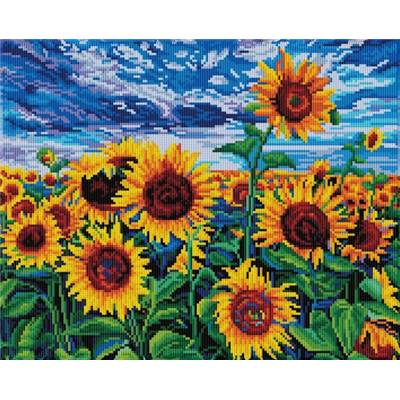 KIT BRODERIE DIAMANT DOTZ - LANDSCAPE WITH SUNFLOWERS AVEC CADRE