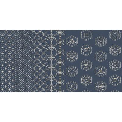 TISSU SASHIKO IMPRIME - 110 CM - COTON - MINI 5 M - COL 20 INDIGO