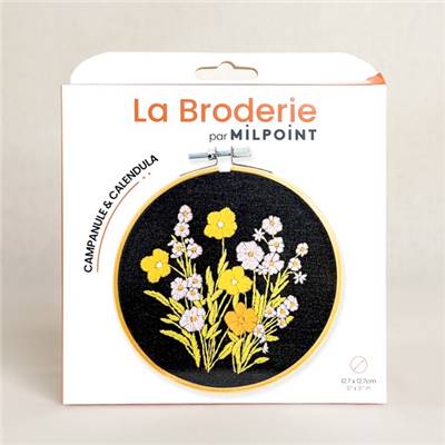 KIT BRODERIE AVEC TAMBOUR 15 CM - CAMPANULE & CALENDULA