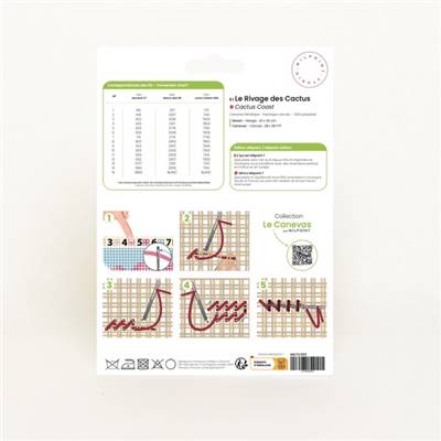 CANEVAS IMPRIME BLANC - DESSIN 20 X 30 CM - LE RIVAGE DES CACTUS