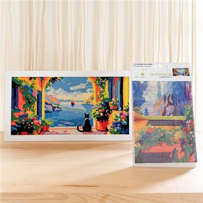 CANEVAS IMPRIME BLANC - DESSIN 40 X 20 CM - LE GARDIEN DE LA BAIE