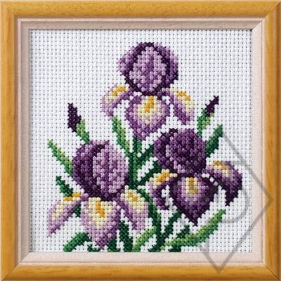 KIT PT DE CROIX IMPRIMEE 11 X 11 CM - BOUQUET D'IRIS