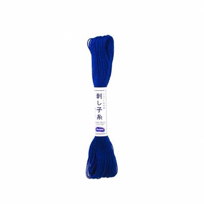 FIL SASHIKO UNI - COL 18 - BLEU CANARD - LOT DE 6 ECH. DE 20 M