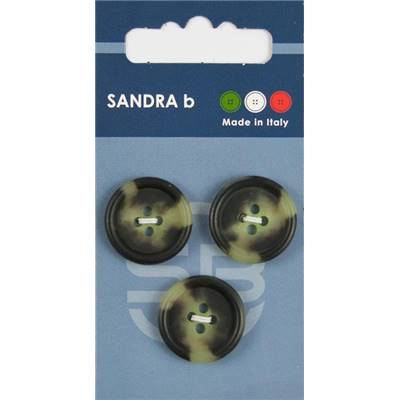 Carte 3 boutons polyester Mo Jo 4 trous - 20,5 mm - Vert armée