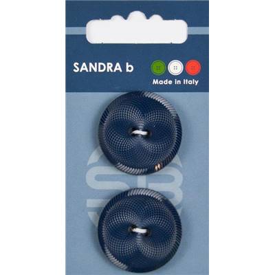 Carte 2 boutons nylon Jais avec trous - 28 mm - Bleu foncé